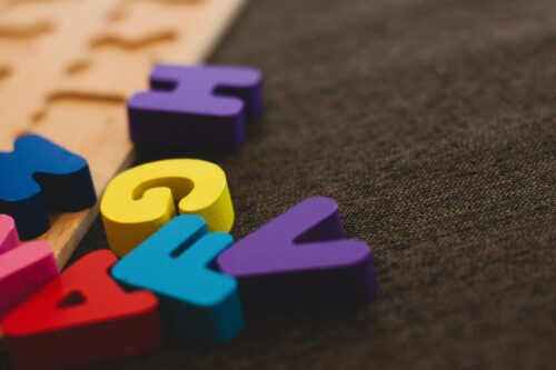 colourful letter blocks on a table